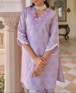 Lavender Embroidered Kurta