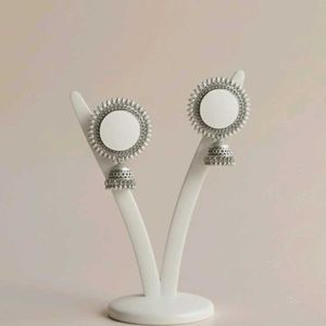 Silver Tone Jhumka Earrings