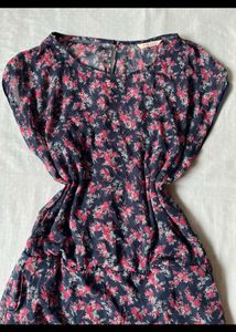 Round Neck Floral Midi Dress