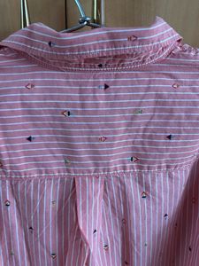 Pink Striped Blouse with Graphic Detail