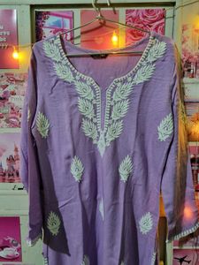 New Elegant Lavender Chikankari Kurta