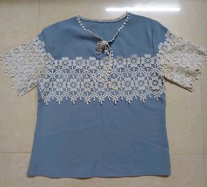 💙Cute Blue Lace Top👕