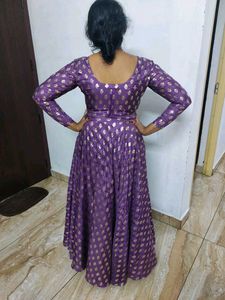 Purple &amp; Gold Flared Skirt &amp; Princecut Blouse