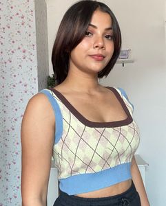 Argyle Knit Crop Top
