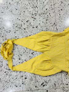 Yellow Gingham Halter Dress