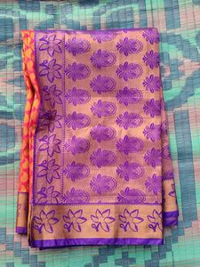 🎉🎉Elegant Purple Floral Saree With Blouse