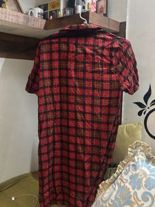 Red Plaid Shirt Dress