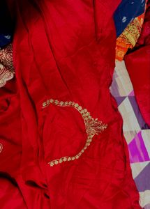 Burgundy &amp; Gold Embroidered Fabric