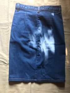 Denim Button-Front Skirt