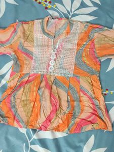 Orange Print Top