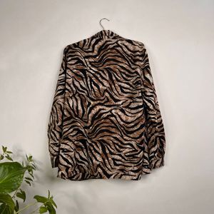 Tiger Print Button Down Shirt