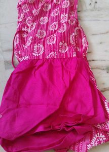 Pink Printed Anarkali Kurta