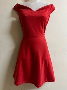 Pintrest Red Boat Neck Designer One Piece