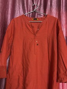 Red Linen Blend Kurti