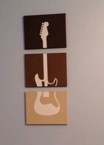 Guitar Painting In Three Pieces