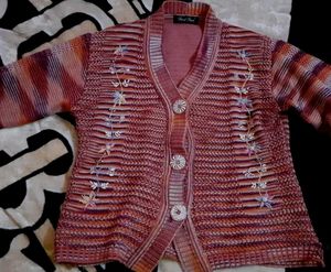 Floral Embroidered Knit Cardigan