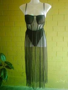 Sheer Black Corset Maxi Dress