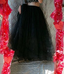 Black Elegant Net Lehenga Skirt And Chunni
