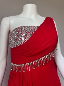 Red Premium One Sided Draped Gown