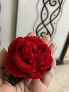 Red Crochet Rose Clip