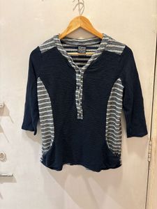Striped Three Quarter Sleeve Top