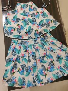Mini Skirt And Tie Back Top