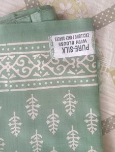 Elegant Green Printed Semi Silk Saree