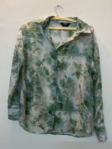 Polyester Green Floral Shirt Women