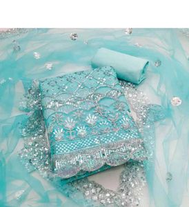 Aqua Blue Dress Material