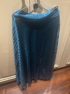 Blue Pleated Shirt And Skirt Set