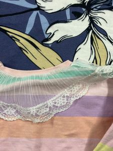 Pastel Striped Lace Collar Sweatshirt