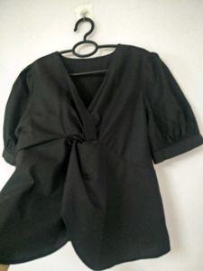 Black Front Knot Tops