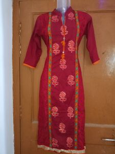 Maroon Cotton Kurta