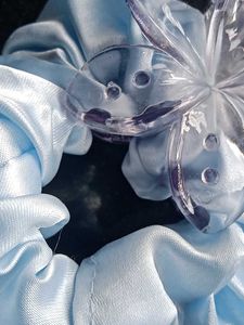 Blue Floral Hair scrunchy and flower cluture