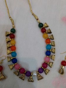 Colorful Beaded Necklace &amp; Earring Set