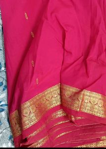 Pink Silk Saree with Gold Border