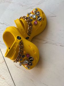 Yellow Decorated Clogs for 3-4 year baby girl