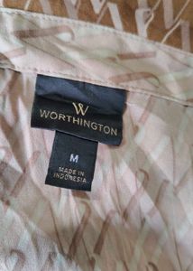 Worthington Women&#39;s Geometric Print Button-Down Sh