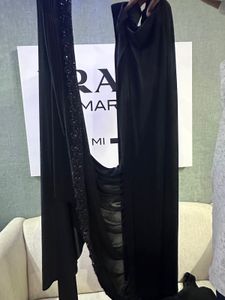 Black Pre Draped Saree With Embellished Blouse