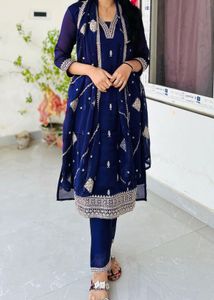 Navy Purple Kurta Set