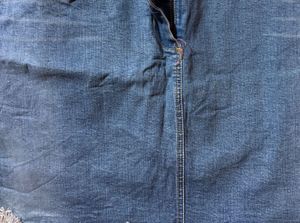 Denim Mini Skirt with Frayed Hem