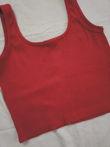 Red Ribbed Tank Top