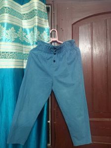 Blue Paper Bag Waist Pants
