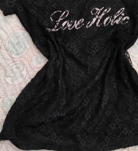 Y2k Love Holic Black Lace Top