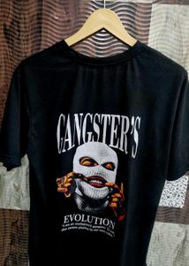 Gangster Print Streetwear Tee – Oversized Black |