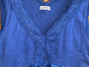 vintage Blue Lace Trim  Top