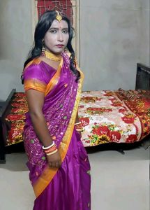 Purple &amp; Gold Saree With Blouse