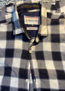 Korean Men Italy Cotton Check Shirt White