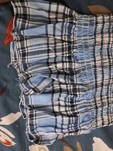 Blue Plaid Adjustable-Strap Smocked Tank