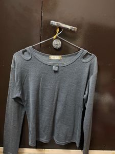 Stylish Gray Long Sleeve Top